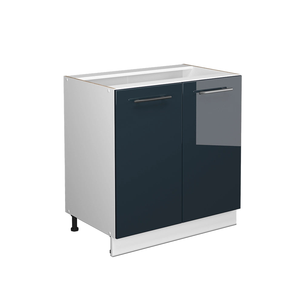 Vicco Mobile lavello cucina Blu scuro lucido 80 cm con ripiano, senza piano di lavoro