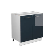 Vicco Mobile lavello cucina Blu scuro lucido 80 cm con ripiano, senza piano di lavoro