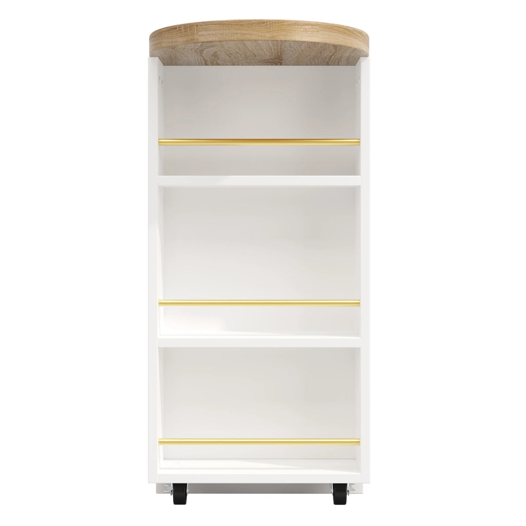 Mobile bar con 3 cassetti e ripiani regolabili; rotazione 360° - in MDF e metallo - bianco