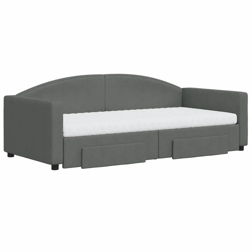 Divano Letto Estraibile Cassetti Grigio Scuro 90x190cm Tessuto 3197253