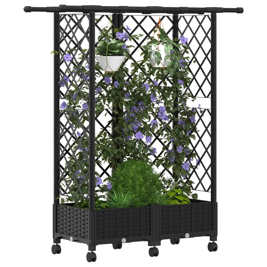 Letto Rialzato con Griglia e Tetto Nero 124 x 40 x 127 cm PP 3423034