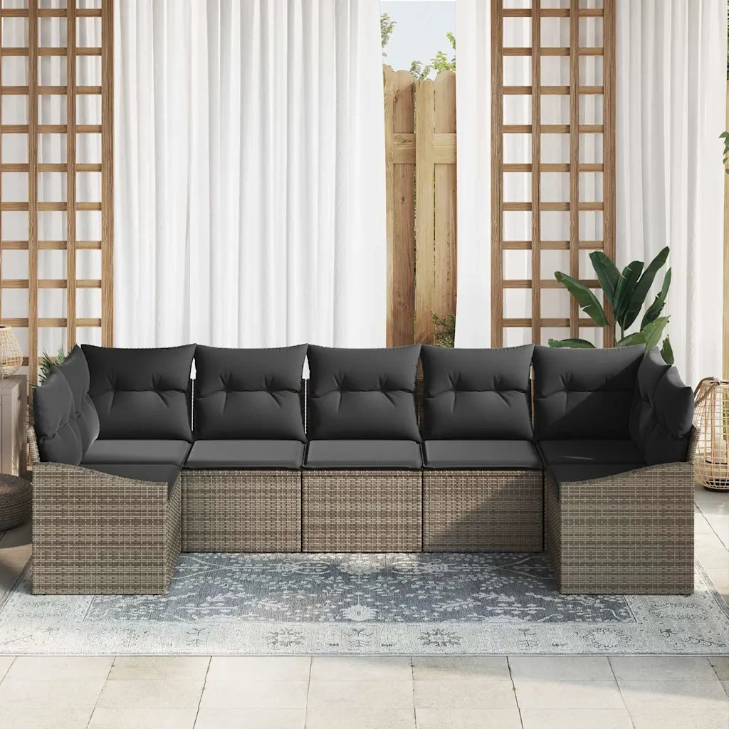 Set di divani con cuscino 7 pcs Grigio polyrattan 3346869