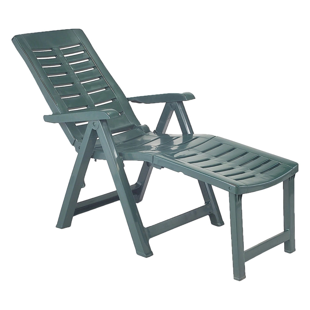 Sdraio da Giardino Henagar, Lettino Prendisole Pieghevole con Poggiapiedi Made in Italy, 60x60x109h cm Verde