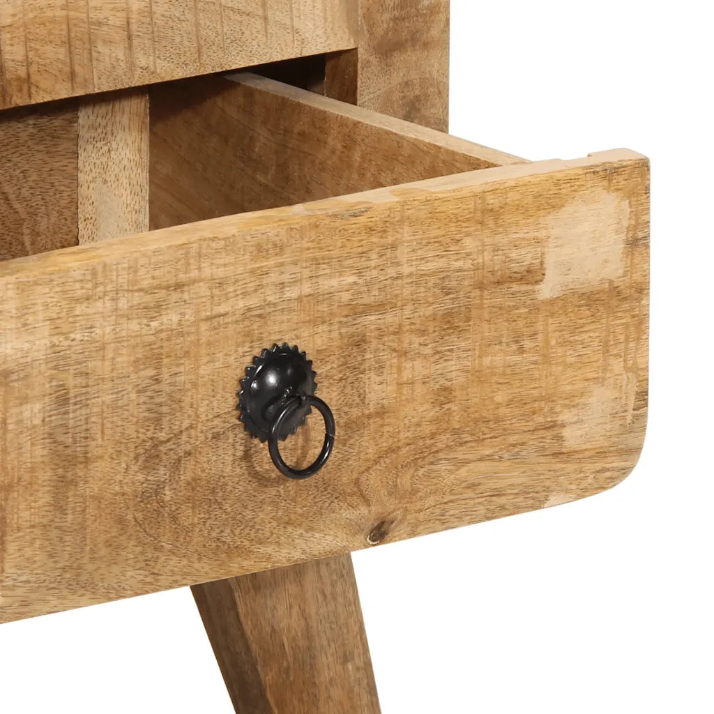 Set di 2 Comodini | Armadio da Notte | Mobiletto da notte 40x32x46 cm in Legno Massello di Mango Grezzo
