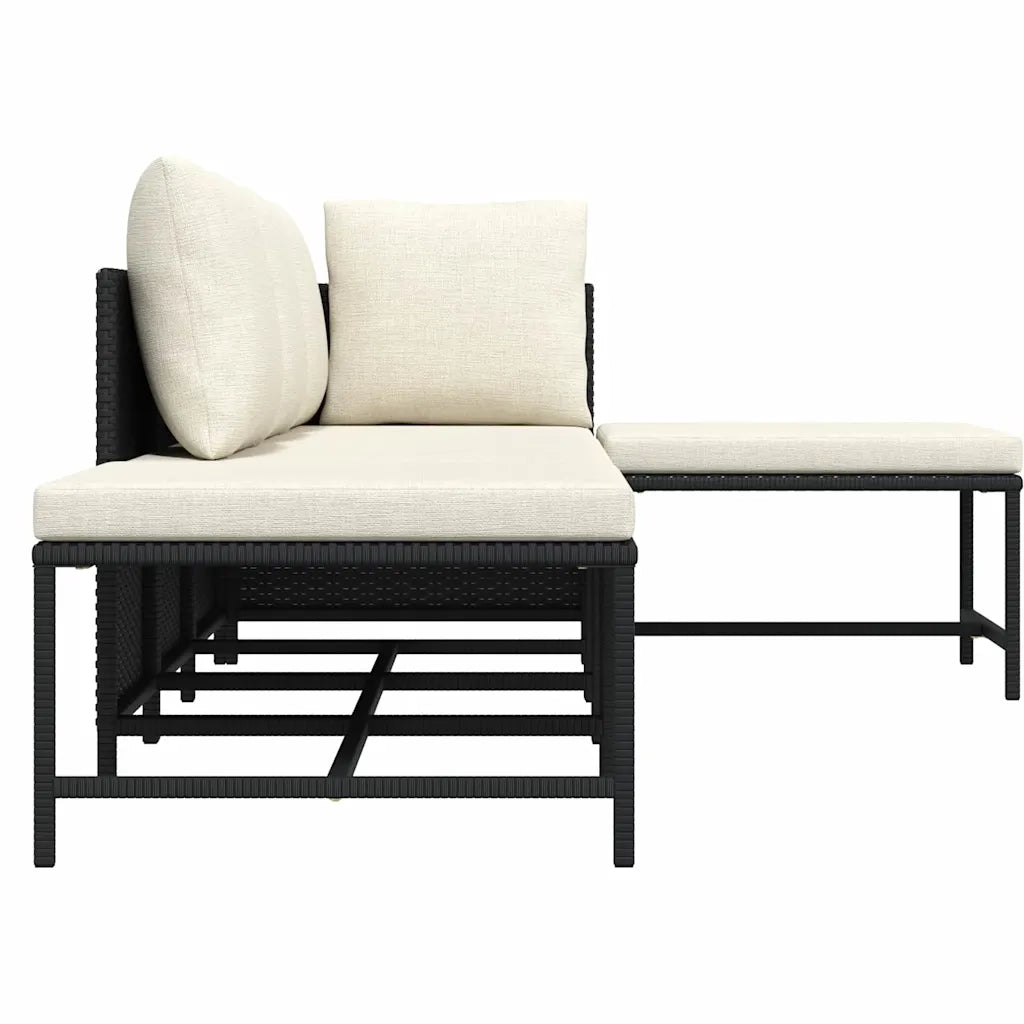 Set Divani da Giardino 5 pz-Sofa da giardino con Cuscini in Polyrattan Nero