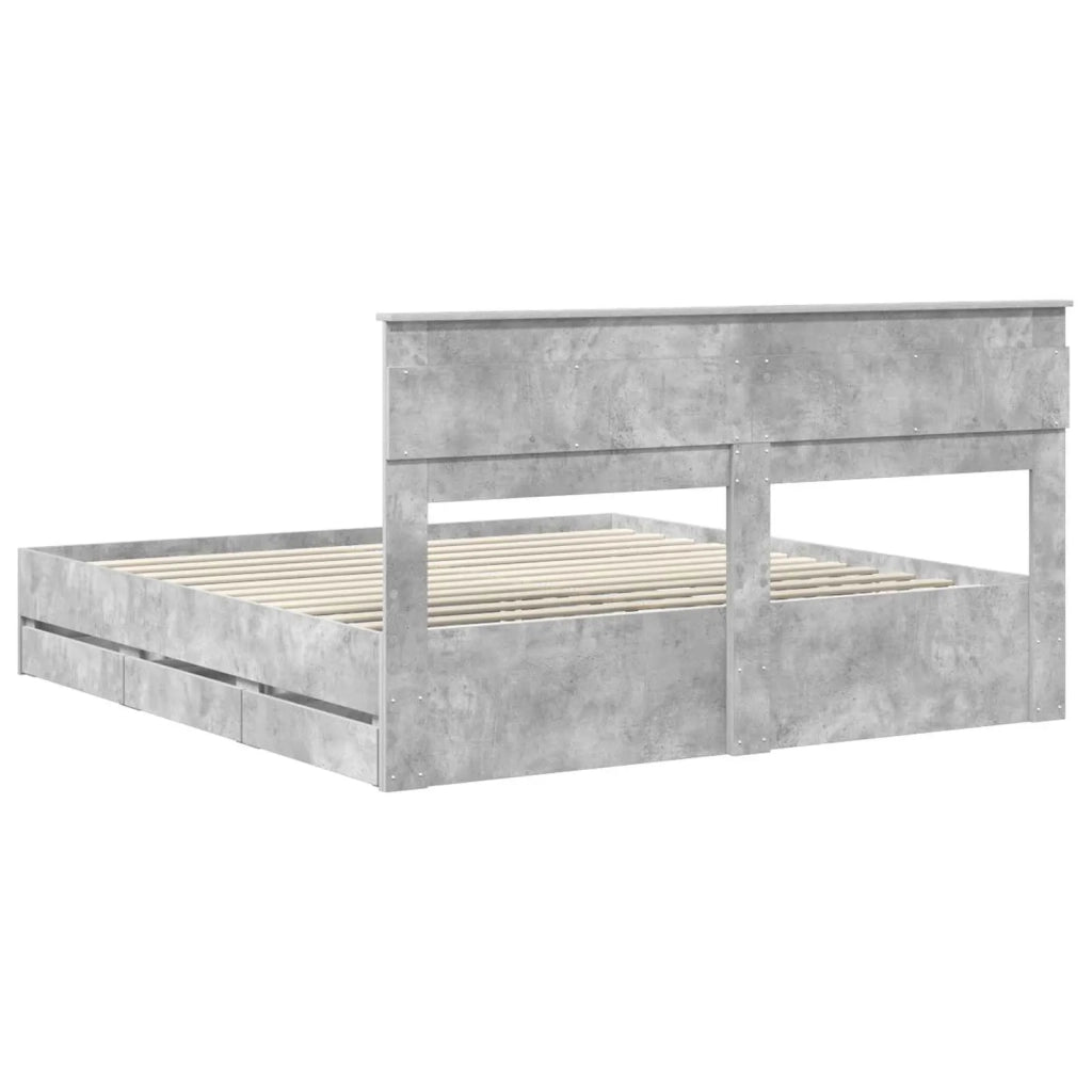 Struttura del letto con cassetto Grigio cemento 200 x 200 cm