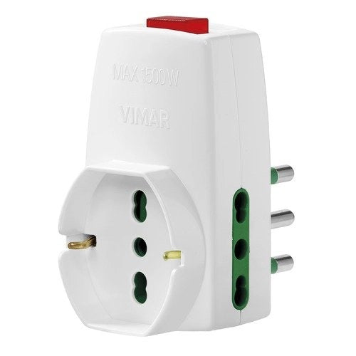 Adattatore S17+2P17/11+universale+interruttore bianco