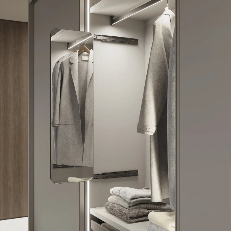 Cassetto organizzatore per armadi e cabine armadio Quartz, 740 (M90), Eco-pelle e legno, Titanio
