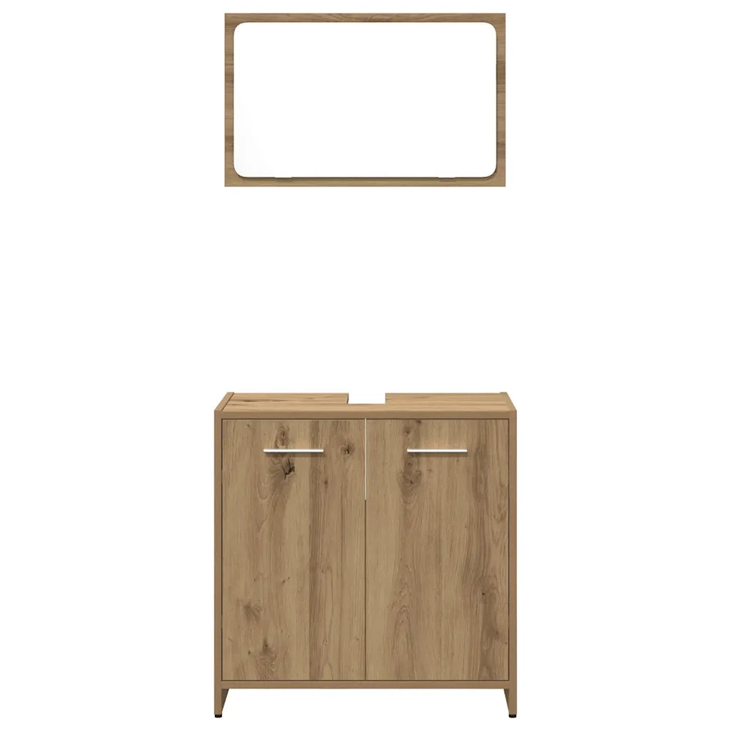 Set Mobili da Bagno 3 pz Rovere Artigianale Legno Multistrato
