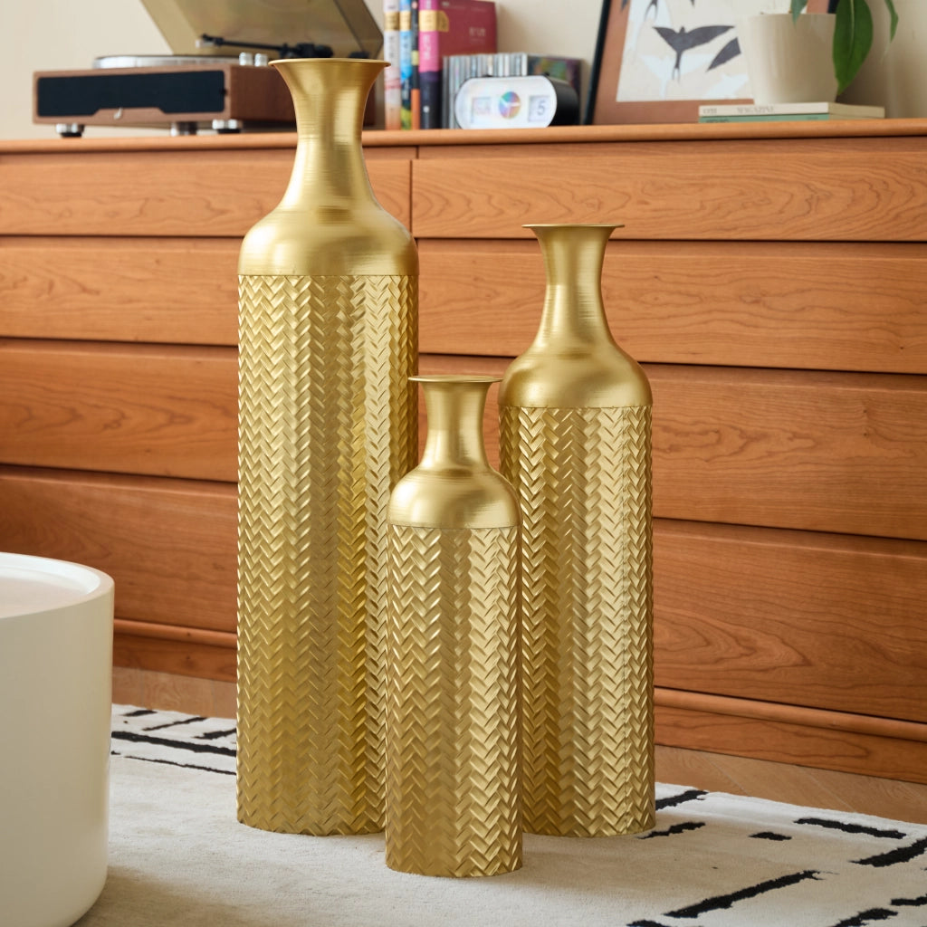 VASI DA PAVIMENTO Set da 3 pezzi 50/66/83 cm Oro in Metallo