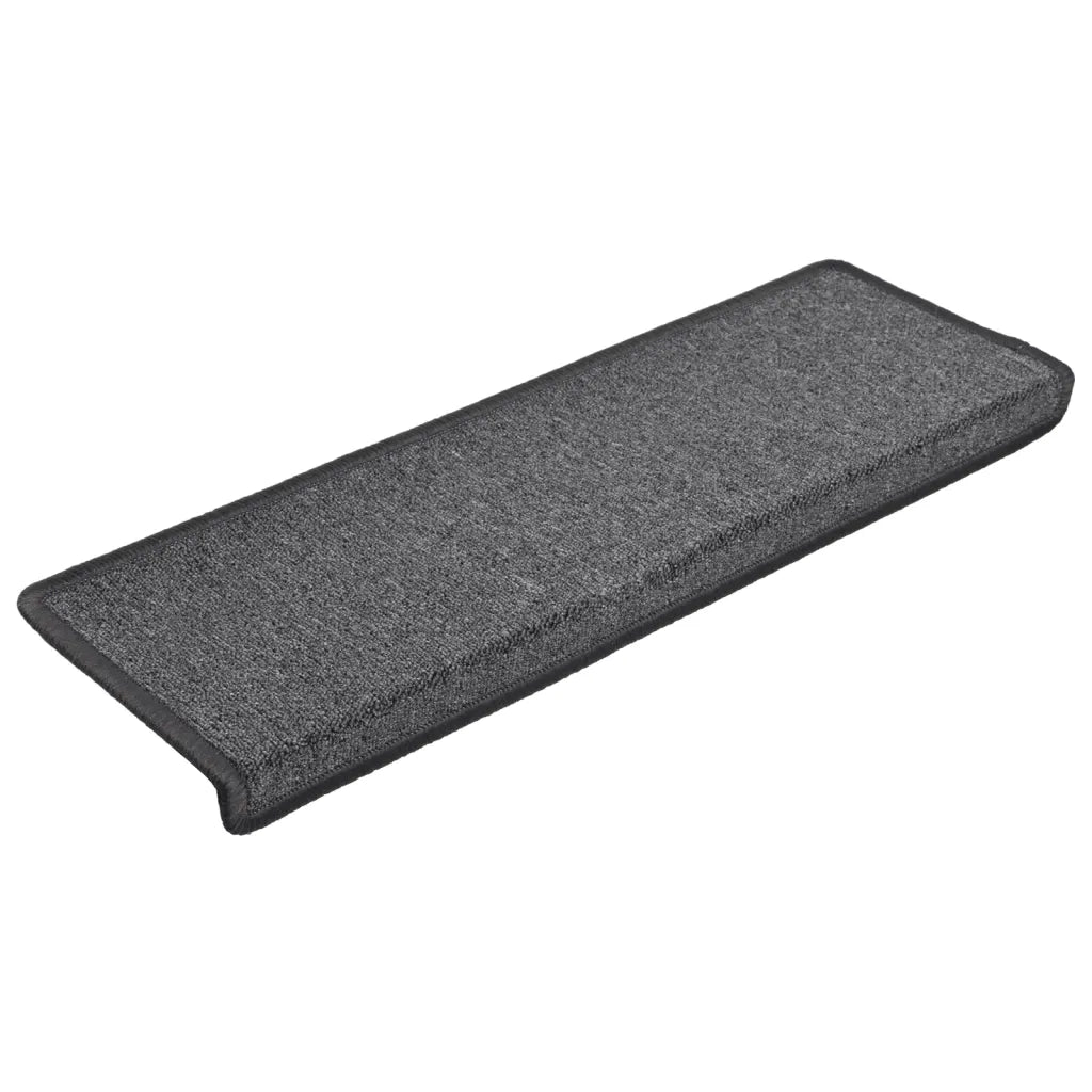 Tappetini per scale 15 pz | Gradini per Scale 65x21x4 cm Grigio scuro Bordo rettangolare