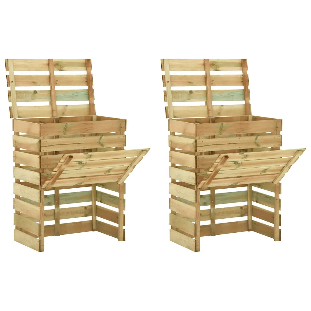 Compostiera da Giardino a Doghe 2pz 80x50x100cm Pino Impregnato cod mxl 50172