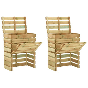 Compostiera da Giardino a Doghe 2pz 80x50x100cm Pino Impregnato cod mxl 50172