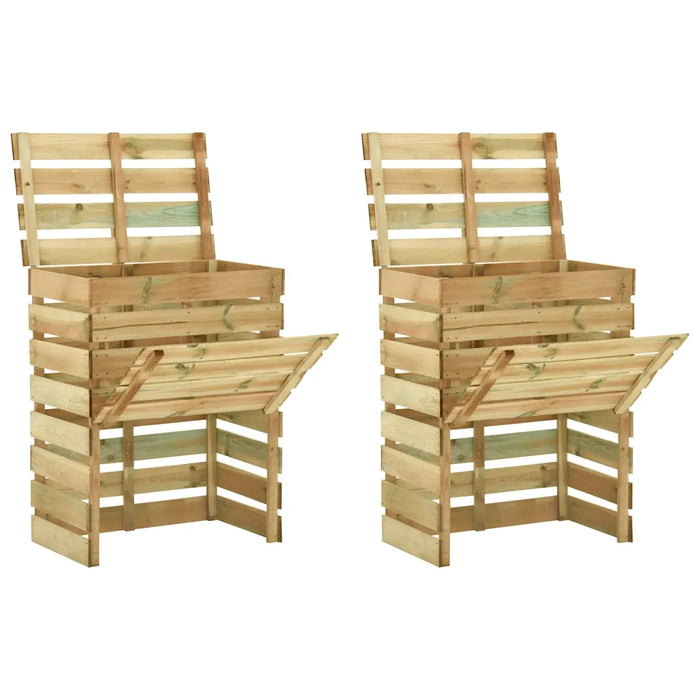 Compostiera da Giardino a Doghe 2pz 80x50x100cm Pino Impregnato cod mxl 50172