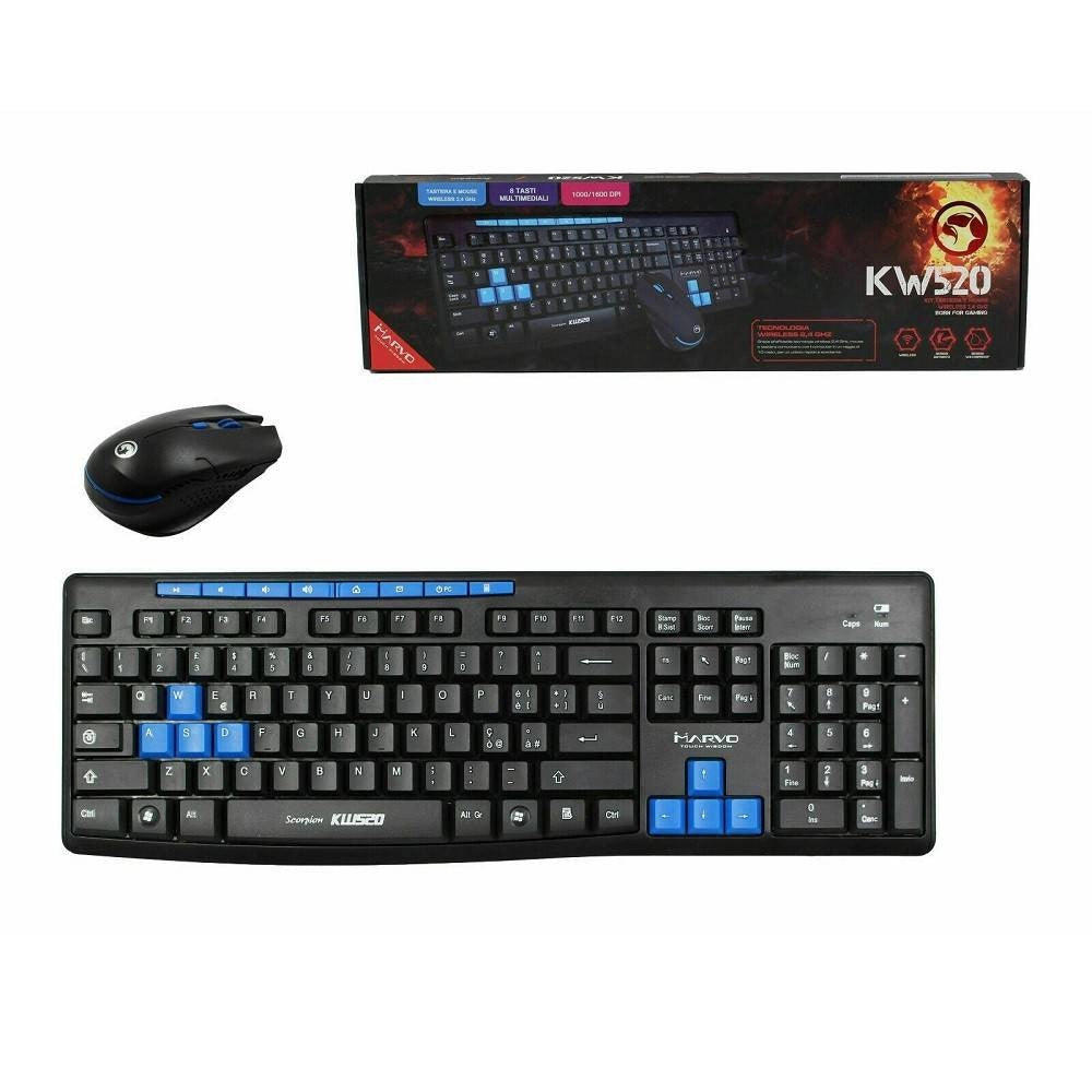 Trade Shop - Set Tastiera + Mouse Marvo Scorpion Per Pc Per Game Gaming Giochi Per Pc Kw520 -