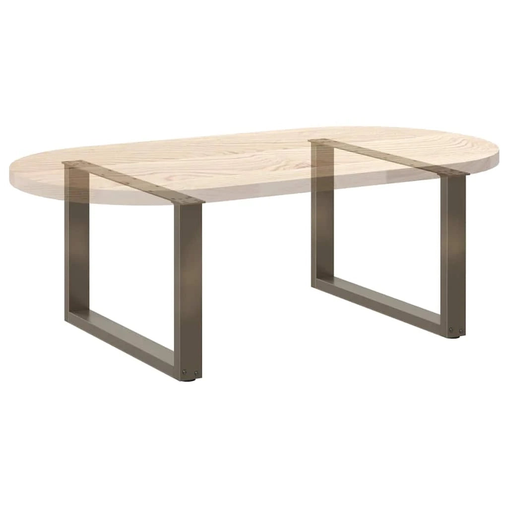 Set di 2 gambe regolabili per tavolino da caffè a forma di U 60 x 43 cm stile estetico moderno acciaio naturale 02_0057403