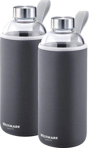 Set da Drinko con Etichetta - 1000 ml - Incluso Cappuccio di Protezione - Senza BPA - Grigio/Argento
