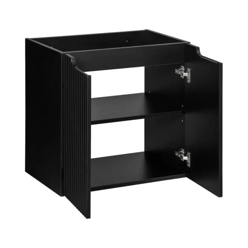Set bagno VANO 60cm: mobile sottolavabo con ante a scanalature verticali + lavabo incassato bianco