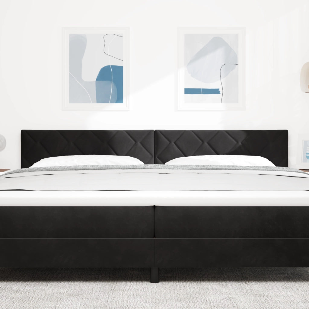 Testiera  Design a Blocchi di Diamante Nera 200 cm Velvet