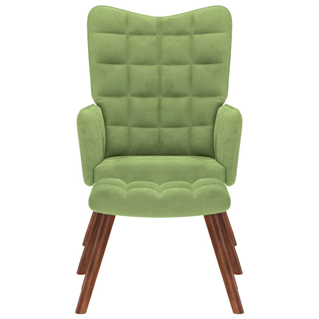 Divano Sedia-Poltrona Relax con Poggiapiedi Verde Chiaro in Velluto 448481