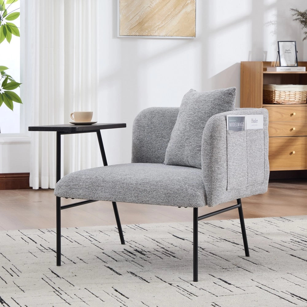 Poltrona con Poggiapiedi e Tavolino ¨C MINIMAL ¨C Tessuto, Grigio