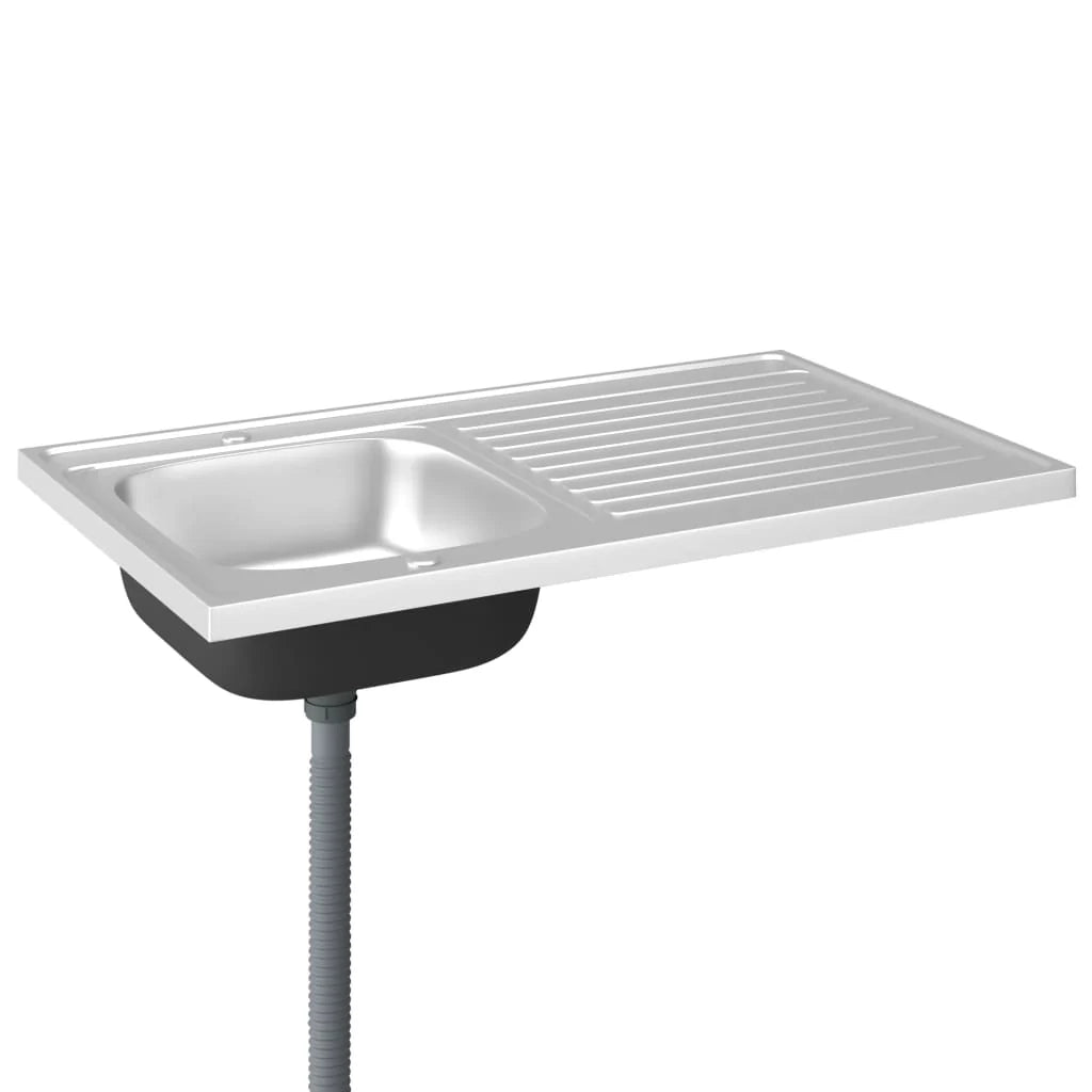 Set lavello e scolapiatti da cucina lavello da incasso lavabo da cucina da interno argento 100 cm acciaio inox 02_0002432