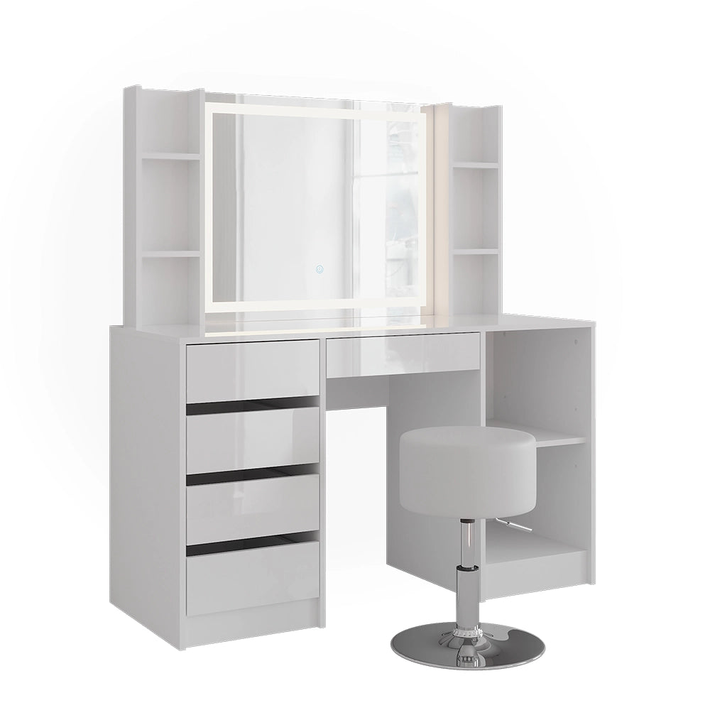 Vicco Tavolo da toeletta Bianco/bianco lucido 128.2 cm 5 parti