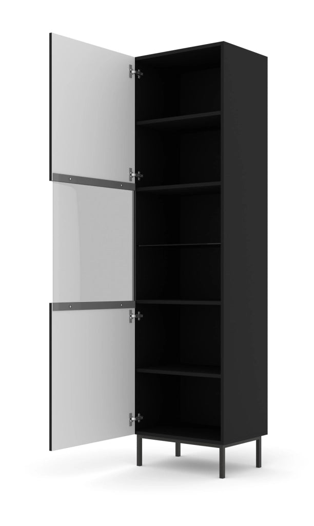 MOBILE RAVENNA B VETRINA IN MDF RIVESTITO IN FOGLIO 1DS 60x217 NERO OPACO CORNICE NERA