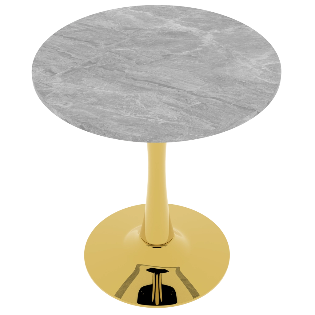 Tavolino rotondo in marmo artificiale dorato dal design moderno