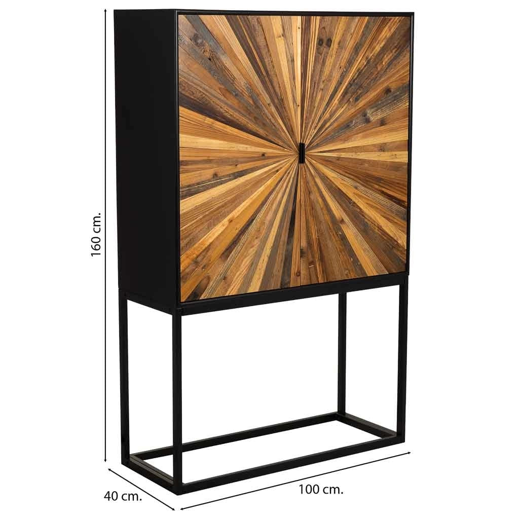 Credenza in legno di recupero marrone con 2 ante 100x40x160h cm