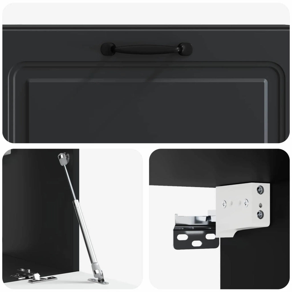 Mobile Porta TV da Muro Montaggio a parete Nero 98 x 31 x 30 cm 899406