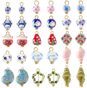 Hangers in Vetro 30 pezzi - 15 Stili Cuore/Quadrato/Stella - Porcelland - Accessori per Creare Gioielli - Charms per Collana/Orecchini/Brazaletto - Dimensioni 14-26,2 mm