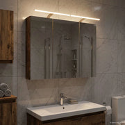Mobiletto per specchio da bagno Rovere fumé 100 x 14,5 x 70 cm 889131