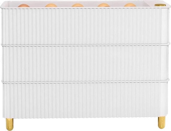 Eierhouder a tre strati rotante per frigorifero - organizzatore di uova per porta frigorifero - capisce fino a 30 uova (bianco)