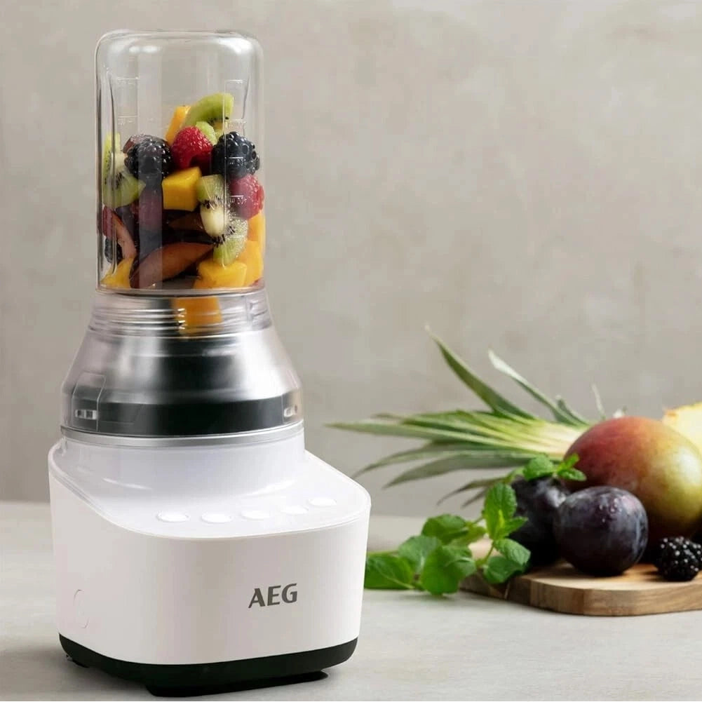 Frullatore 2 Programmi con Lame in Acciaio Inox Tritatutto 0.6L Mixer Compatto