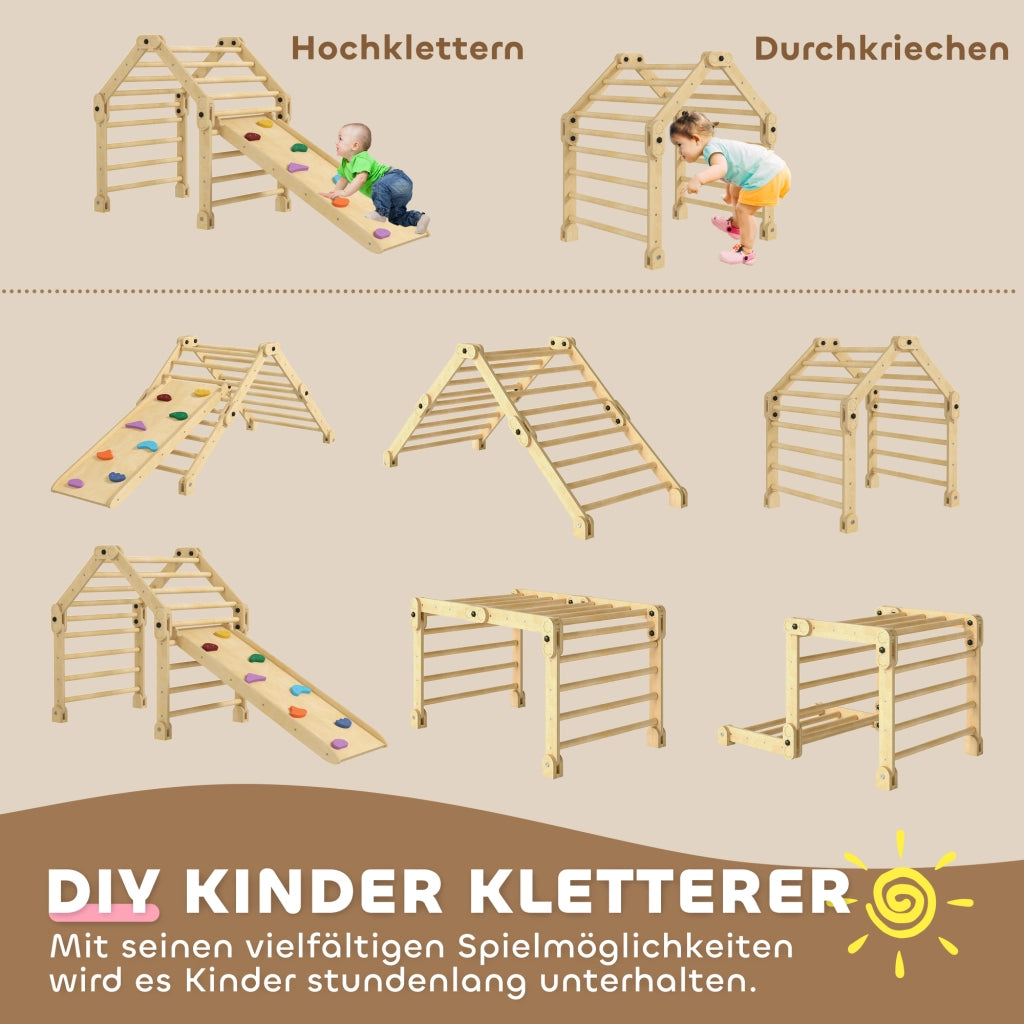 Letto a soppalco 3 in 1 con scala e scivolo ¨C ZephMum ¨C in legno per bambini 1.5-4 anni