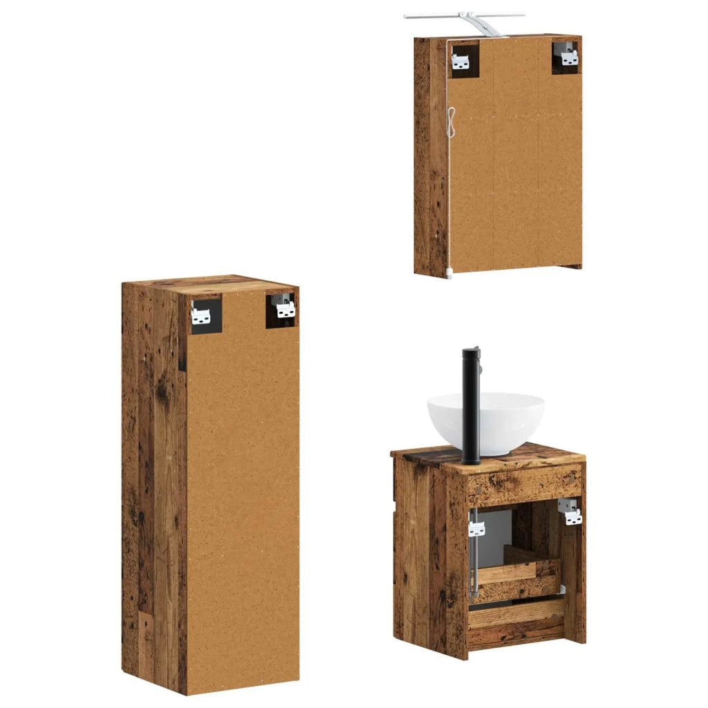 Set di mobili per il bagno 4 pcs Legno antico 3407469