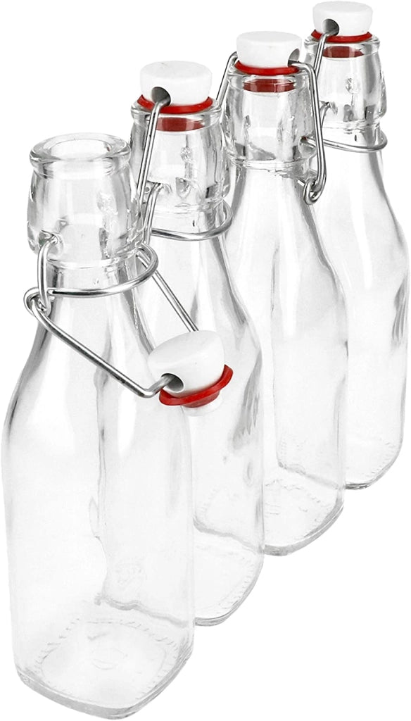 SET 4 BOTTIGLIE IN VETRO SWING CON TAPPO A CHIUSURA ERMETICA 0,250 LT