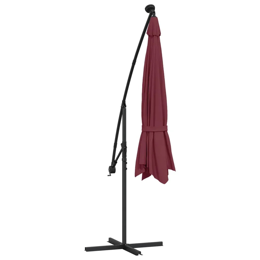 Ombrellone a braccio con luci LED rosso bordeaux 350 cm 02_0008458