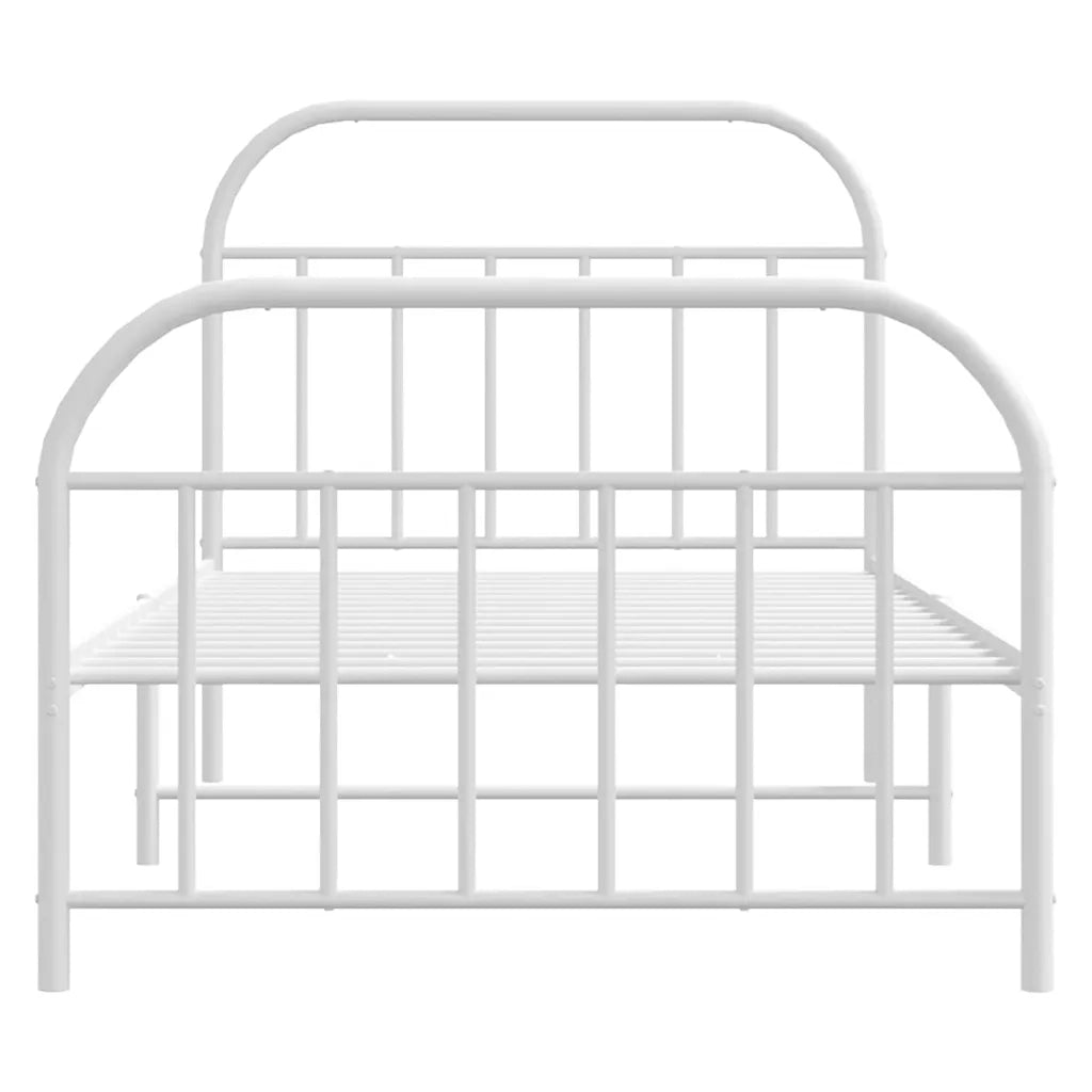 Giroletto con Testiera e Pediera Metallo Bianco 100x190 cm 353696
