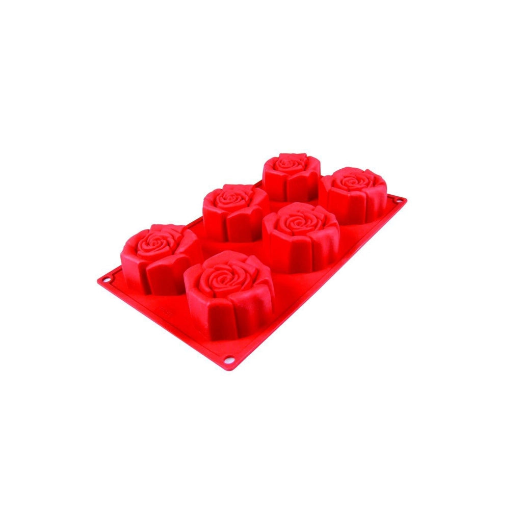 Stampo in silicone rosa fiorita 6 porzioni