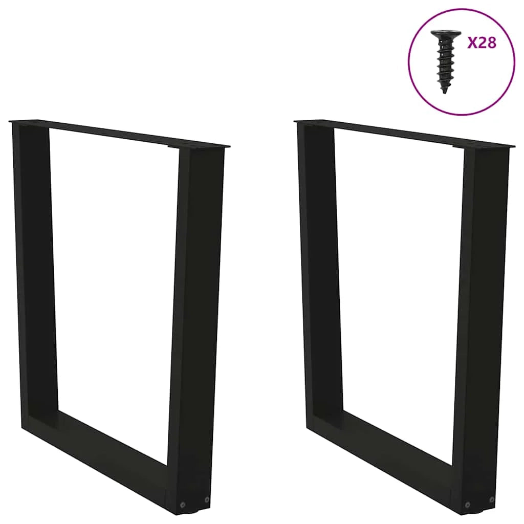 Set di 2 gambe per tavolo da pranzo a forma di V 80 x 73 cm design moderno con piedini regolabili in acciaio nero 02_0056934