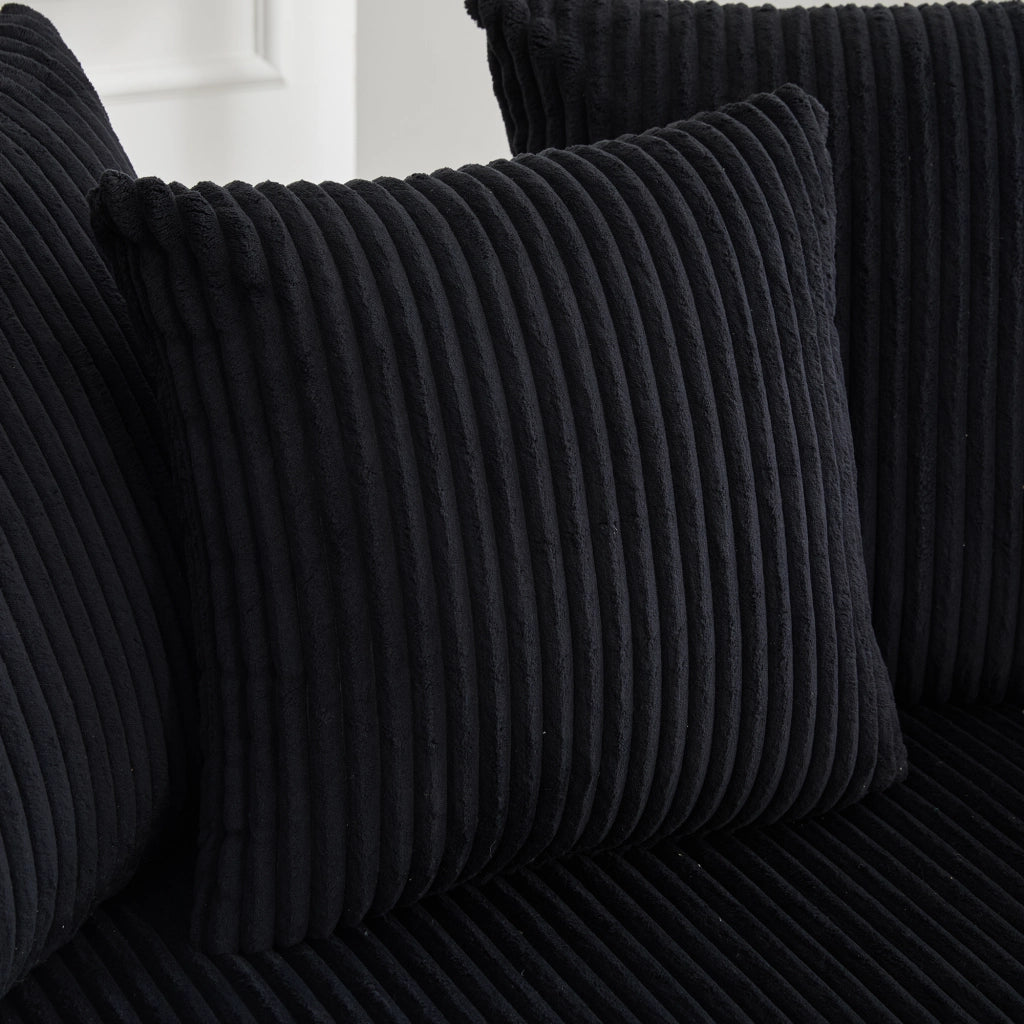 Chaise longue con portabicchieri, LED, tasca laterale, contenitore e porta USB, Corduroy Nero 129 × 170 × 70 cm