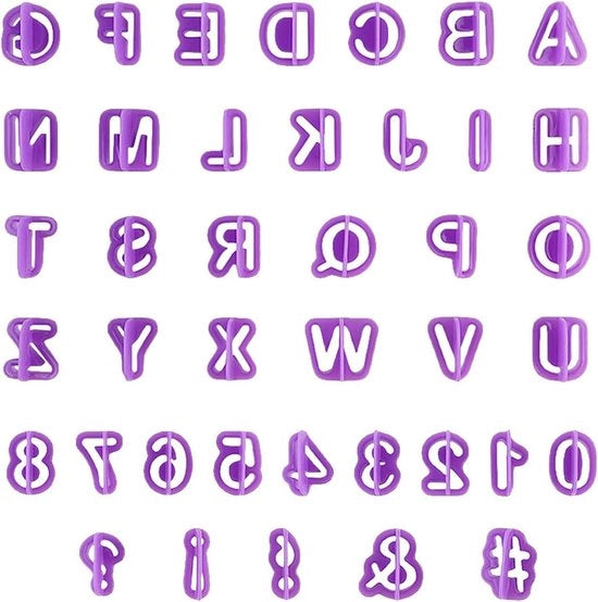 Set di Lettere e Numeri in Fondant con 40 pezzi | Accessori per Forme da Biscotti con Lettere e Numeri | Taglierina per Fondant con Alfabeto e Numeri