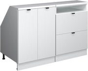 Set di mobili sottotetto Rion, Ondulazione bianca, 120 cm Set di 2 carcasse armadio profondità 60 cm, adatto per il salvaspazio sotto tetti spioventi
