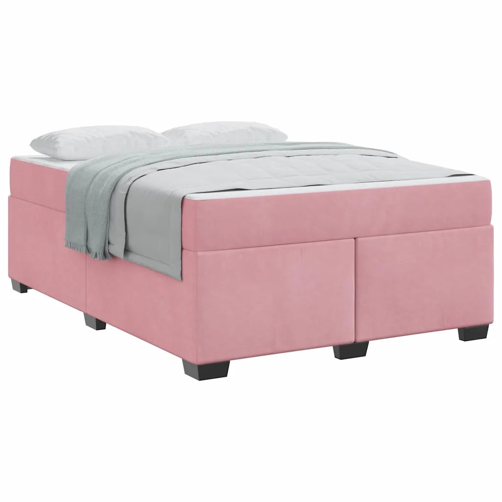vidaXL Struttura letto con materasso Rosa 140 x 200 cm Velluto