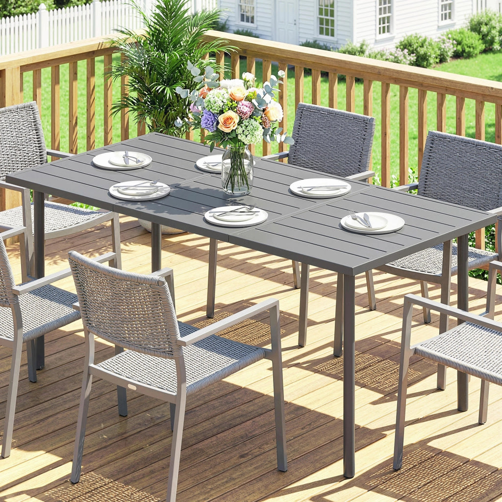Tavolo da giardino 165 x 80 cm per 6 persone Tavolo da pranzo con tavolo a listelle; struttura in acciaio; rettangolare