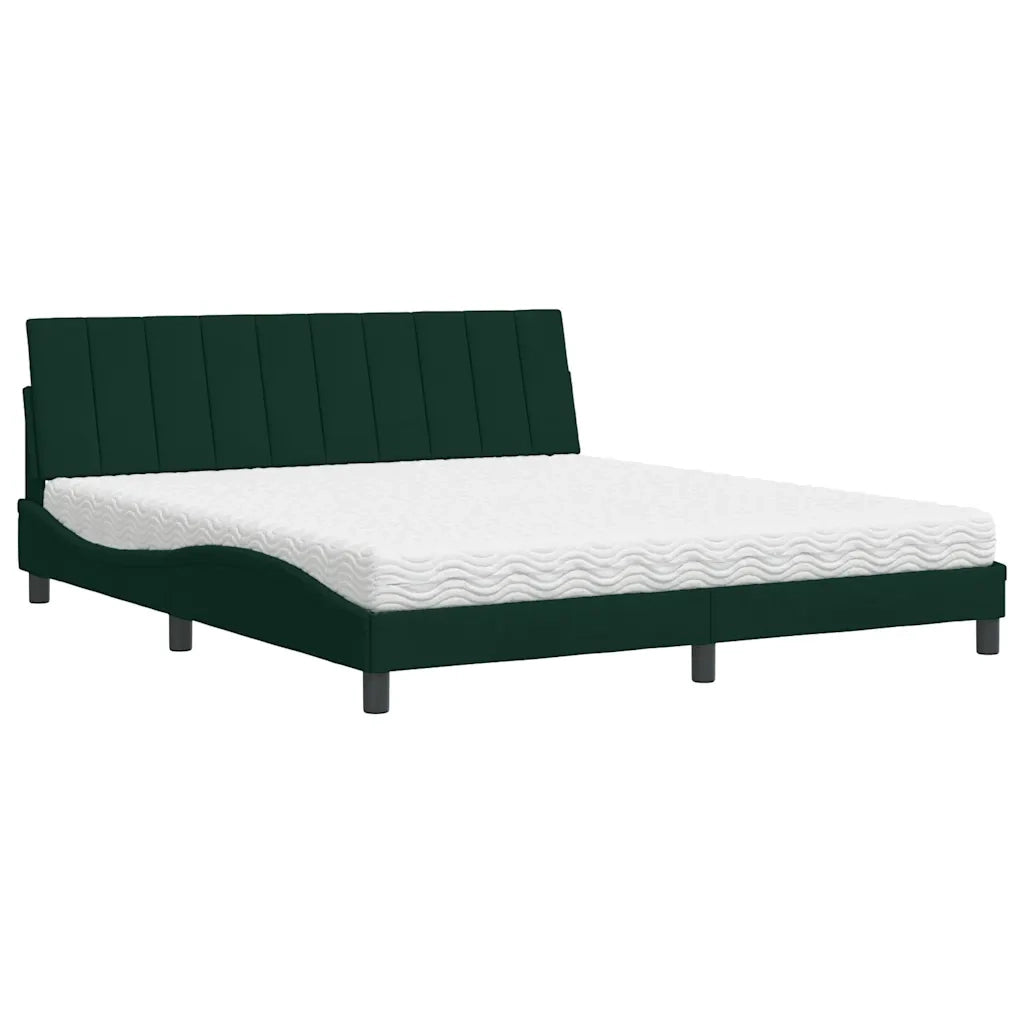 Letto con Materasso Hanko Verde Scuro 180x200 cm in Velluto 3208613