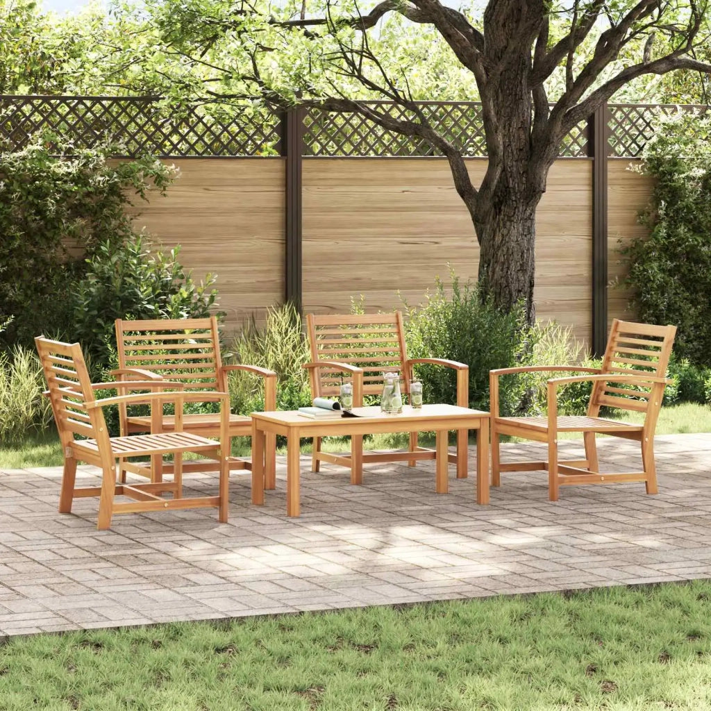Set Divano da Giardino 5 pcs Naturale Legno di teak solido