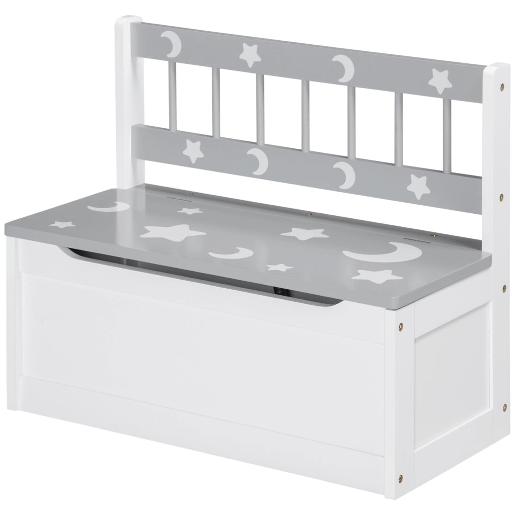 Banco con cassetti per bambini ¨C zephmum ¨C grigio e bianco 60x30x50 cm